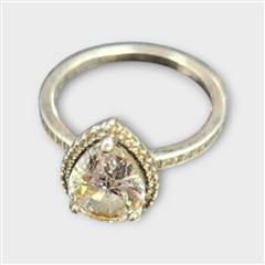 PANDORA Sterling Silver Sparkling Teardrop Halo Ring Size 7.5